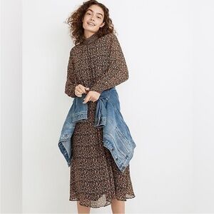 Madewell Brown Floral Midi Dress